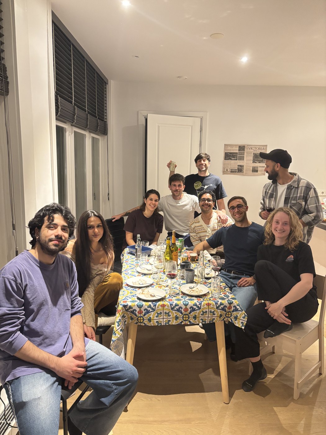 Guests around a home-cooked dinner table